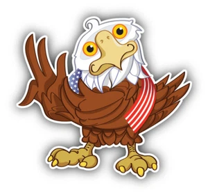 USA Flag Eagle Cartoon Vinyl Sticker Car Bumper Decal - Picture 1 of 1