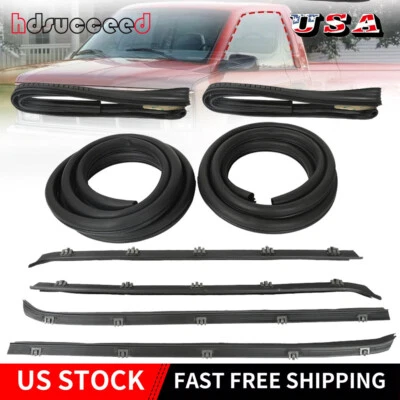 Fit Chevy GMC Truck Front Door Window Run Sweep Felts Weatherstrip Seals Kit Set - Image 1 of 4