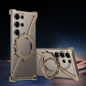Z-Type Metal Case For Samsung Galaxy S25 S24 Ultra Rugged Cover with Ring Stand - Picture 1 of 15