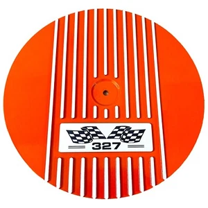 Bloque Pequeño Chevy 327 Bandera Logo - Kit Limpiador de Aire Redondo 14" - Ansen EE. UU. - Naranja - Imagen 1 de 6