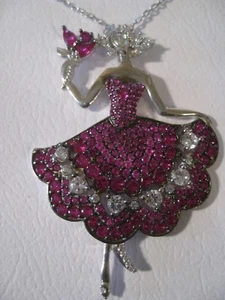 COLGANTE BAILARINA Y CADENA 29" EN PLATA .925 CHAPADO EN ORO BLANCO Y AMARILLO Y CIRCONITAS - Imagen 1 de 7