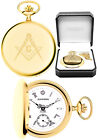 Jean Pierre Masonic Hunter 17 Jewel Pocket Watch Gold Plated Free Engraving G128