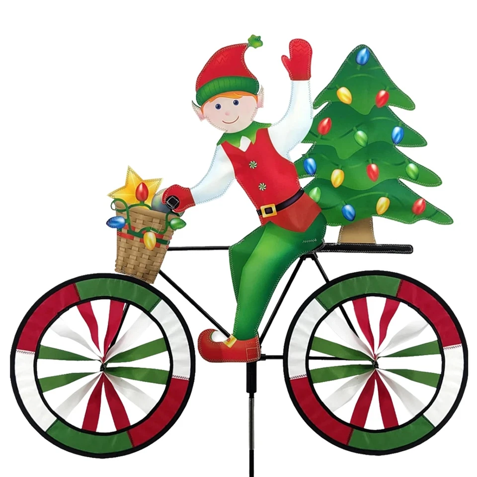 Christmas Elf Bike Wind Spinner Bicycle W Presents Tree Premier Kites 30x28