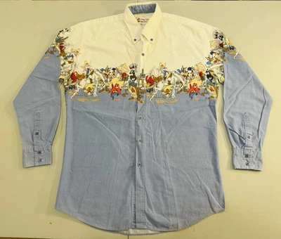 Camisa Western Looney Toons 1993 De Colección Para Hombres Por Karman Estampado Envolvente Talla Grande Foto 1 de 4