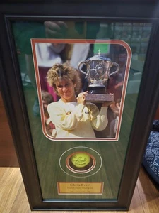 Chris Evert Auto Tennisball in Boxrahmen mit Bildpalak Echtheitszertifikat auf Ball Französisch - Bild 1 von 8