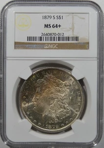 1879-S $1 dollaro Morgan, classificato MS64+ da NGC dritto tonico pezzo molto appariscente PQ+ - Foto 1 di 4