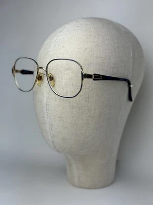 Marco de Anteojos Estilo Años 20 Diseñador GIVENCHY De Colección "Noche Azul" Dorado 56-17 Foto 1 de 4