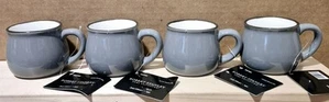 Set Of 4 Robert Stanley Gray Black Mini Espresso Coffee Cups Potbelly 2.4oz NEW - Picture 1 of 8