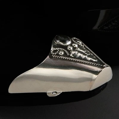 Новый! Ковбойские сапоги вестерн носок наконечники Rand - серебристый носок черный камень - пара / комплект - Изображение 1 из 2