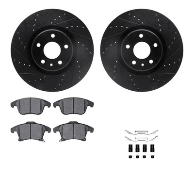 For Lincoln MKZ 13-16 Drilled & Slotted Front Brake Kit w Optimum Pads Foto 1 de 3