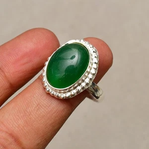 Anillo de joyería de plata esterlina 925 con piedras preciosas de ónix verde ... - Imagen 1 de 8