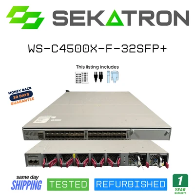 🔀 Cisco WS-C4500X-F-32SFP + • 32 X 10GbE SFP + • двойной 750 Вт блоки питания • протестирован ⚡ Быстрая доставка - Изображение 1 из 2
