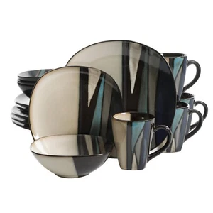 Gibson Elite Althea 16-Piece Stoneware Dinnerware Set - Teal - Picture 1 of 5