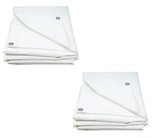 2 Pack 6'x8' White Heavy Duty Canvas Tarp 12oz - Water Resistant & Breathable - Picture 1 of 10