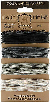Hemptique HC20-SOO Hemp Cord 20lb 120'-Onyx (3Pk)
