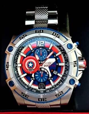 Reloj Marvel Comics Invicta 32501 52 mm Capitán América LE #04/4000 Caja Nueva Foto 1 de 4