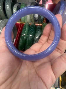 100%Natur Violett Chalcedon Armreif Jade schöner Achat Armreif 64mm 2,6" - Bild 1 von 16