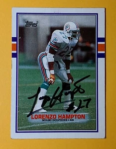 1989 Topps Lorenzo Hampton Miami Dolphins #298 tarjeta autografiada firmada con certificado de autenticidad - Imagen 1 de 2