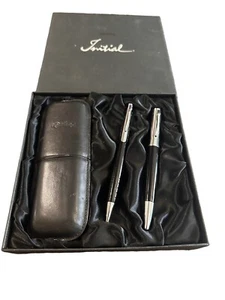 Rotring Initial Fountain Pen & Ball Pen Set And Case Black And Silver NIB - Picture 1 of 2