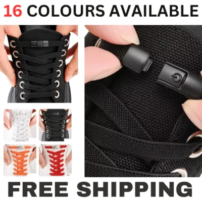 No Tie Elastic Shoe Laces Quick Lock Multicolored Flat Shoelaces Kids Adult - Image 1 of 4