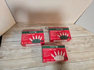 Lot of 3 Mini 70 Ct Christmas Lights Clear Bulbs White Green Wire 15 ft - Picture 1 of 3