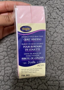 Wrights Quilt Binding Double Fold Bias Tape Light Pink 3yd Vintage PC706 - Picture 1 of 3