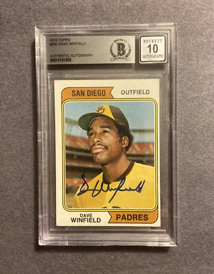 1974 Dave Winfield rookie signed.Padres auto.BAS "10" Autograph Card VG-EX HOF - Image 1 of 2