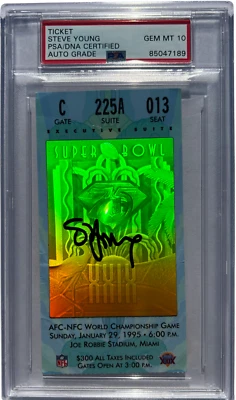 STEVE YOUNG SIGNED SUPER BOWL 1995 XXIX FOOTBALL TICKET 49ERS SB MVP PSA/DNA - Image 1 of 2