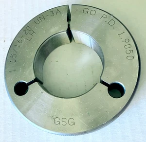 GSG 1-15/16 20 UNJ-3A LH LEFT HAND THREAD RING GAGE GO ONLY PD = 1.9050 - Picture 1 of 2