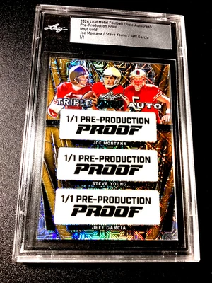 Joe Montana 1/1 2024 Hoja Comida Oro Mojo Refractor 1 de 1 Steve Young Garcia #1 Foto 1 de 4
