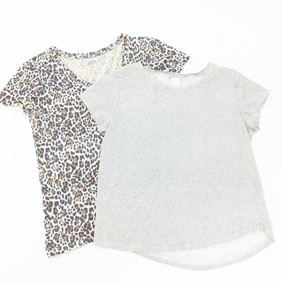 Gap H&M Animal Print Leopard Tan Cream Short Sleeve T-Shirt Bundle of 2 Size Med - Image 1 of 4