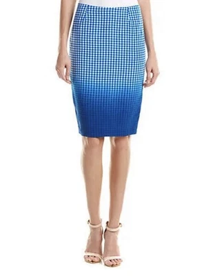 Falda para mujer Baily 44 10 azul a cuadros ombre 100 % seda recta Astley EE. UU. NUEVA CON ETIQUETAS Foto 1 de 4