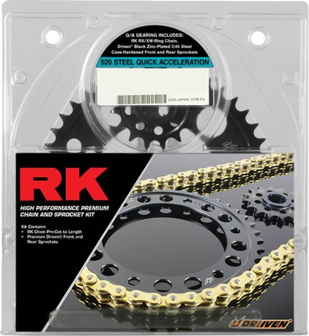 Kit de corrente e roda dentada de aceleração rápida RK 520 preto/dourado para Honda CBR600RR - Imagem 1 de 1