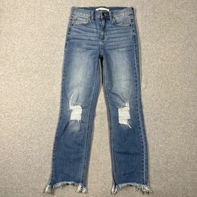 Pantalones de mezclilla Altar’d State rectos tiro alto desgastados para mujer 24 dobladillo deshilachado ligeros Foto 1 de 4