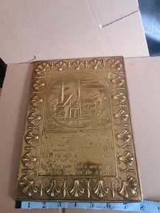 Placa colgante de latón sobre madera Iglesia y BENDICIÓN DE ESTA CASA 11x8" vintage - Imagen 1 de 13