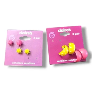 Claire’s Vintage Earring Set 80s 90s Polka Dot Hoop + Punk Spike Studs - Picture 1 of 5