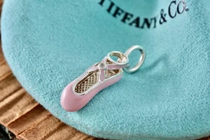 Charm ciabatta da ballo Tiffany & Co. argento sterling diamante smalto rosa - Foto 1 di 8