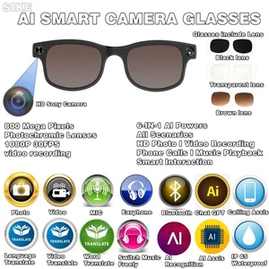 AI smart glasses with display and camera and Image and video and glasses case - Picture 1 of 33