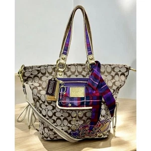 Coach 15881 Poppy Tartan Applique Spotlight Satchel Bag - Picture 1 of 16