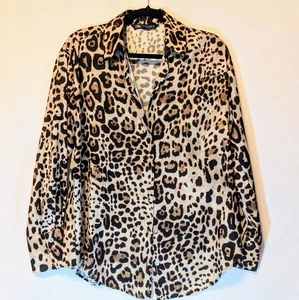 Zara Leopard Print Button Up Shirt - Size XS - Picture 1 of 3