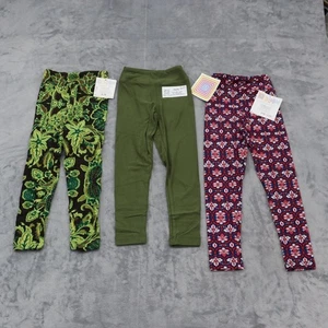 LulaRoe Pants Girls S Multicolor Floral Elastic Waist Pull On Set of 3 Leggings - Picture 1 of 16
