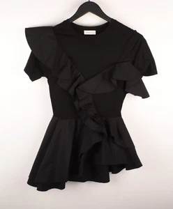 Original Alexander McQueen Women Black Dress Top T Shirt Size 34 XS B204 - Picture 1 of 4