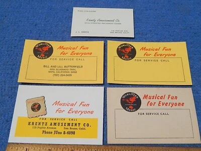 Tarjetas de operador publicitarias Wurlitzer 1015 1080 1100 1080A 1946 - Nuevo stock antiguo Foto 1 de 4