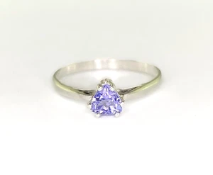 5 mm Trillion Tanzanite Sterling Silver Solitaire Ring Size 8 - Picture 1 of 3