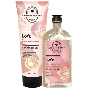 Bath & Body Works Aromatherapy - Cacao + Rose Body Cream + Body Wash Duo Set