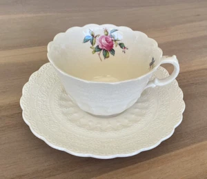SPODE - Flat Cup & Saucer Set - Billingsley Rose Pink - Old Backstamp - Picture 1 of 10