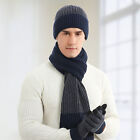 3pcs/set Knitted Scarf Hat Gloves Stretchy Keep Warm Women Men Unisex Long Scarf