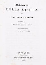 FILOSOFIA - Hegel: FILOSOFIA DELLA STORIA Gans 1840 Capolago Elvetica 1a ed. ITA