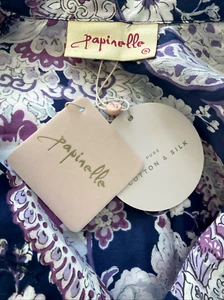 NWT ~ PAPINELLE Ella Luxe WISTERIA Floral Silk Cotton PAJAMA PJ Top Sz S - Picture 1 of 10