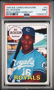 Bo Jackson 1990 Baseball Card Magazine #41 HAND CUT - PSA 9 - Picture 1 of 2